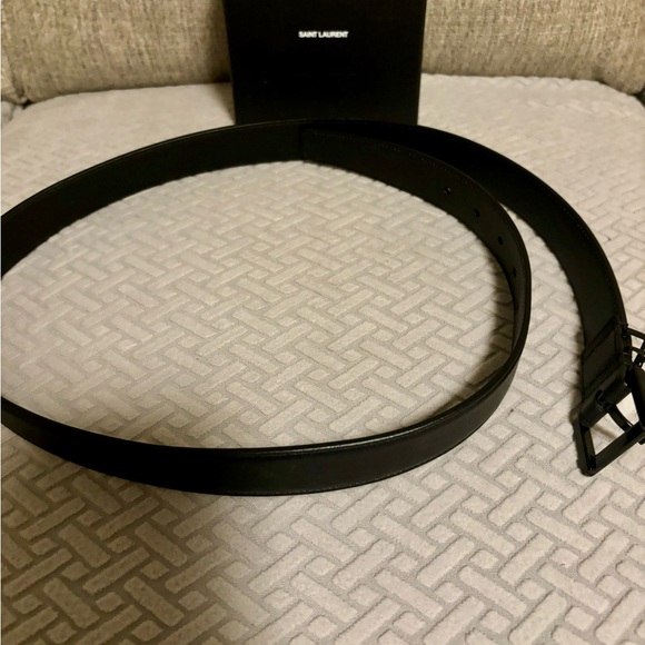 Authentic💗NWT!Saint Laurent Men’s Cassandre Belt-Noir-Smooth Leather - Picture 8 of 9
